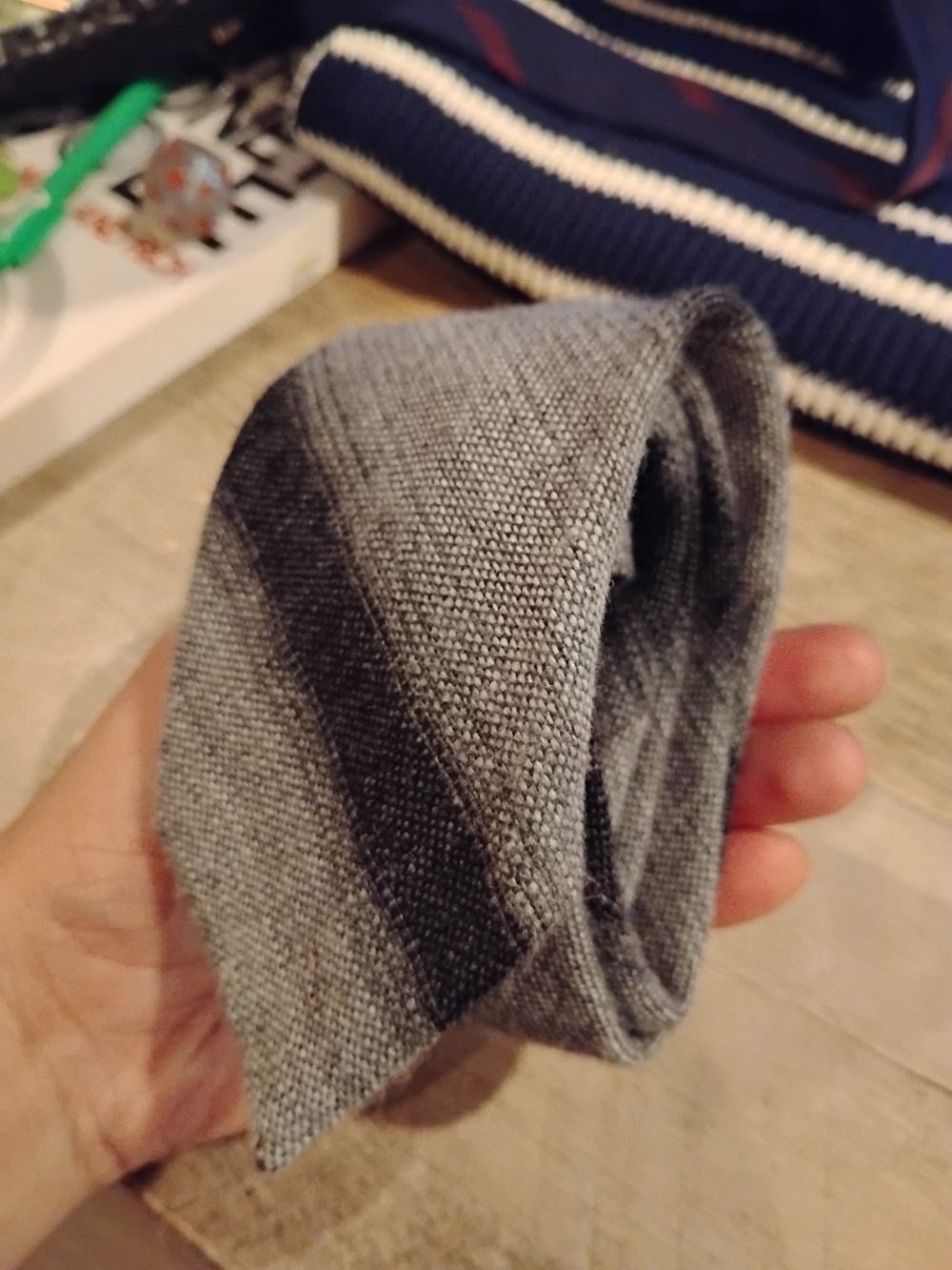 Woolcrofters by Wemsley Geometric Wool Blend Scarf in Gray & Black